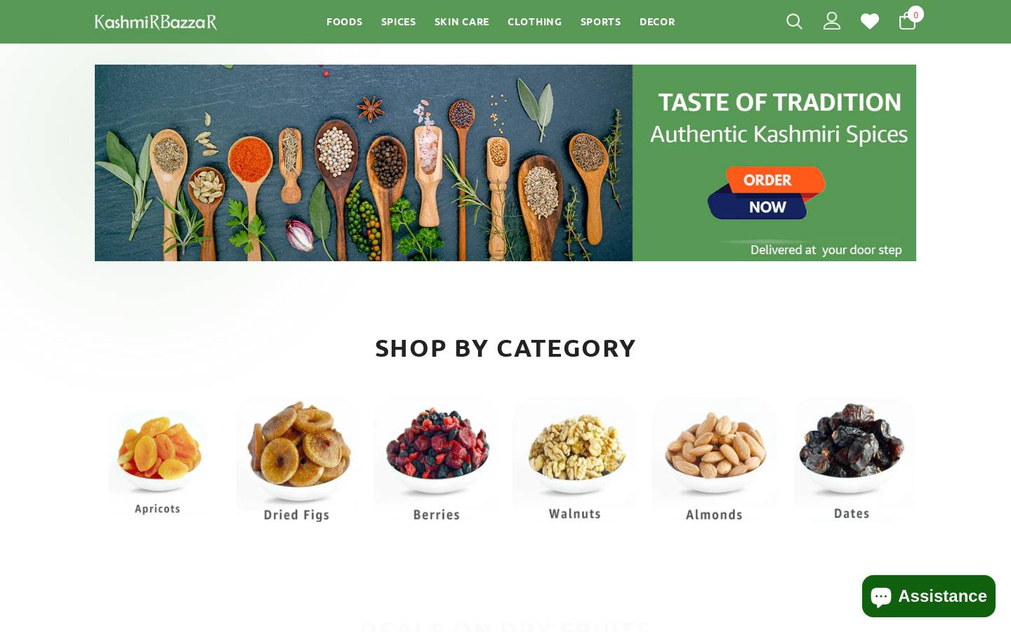 kashmirbazzar.com homepage screenshot