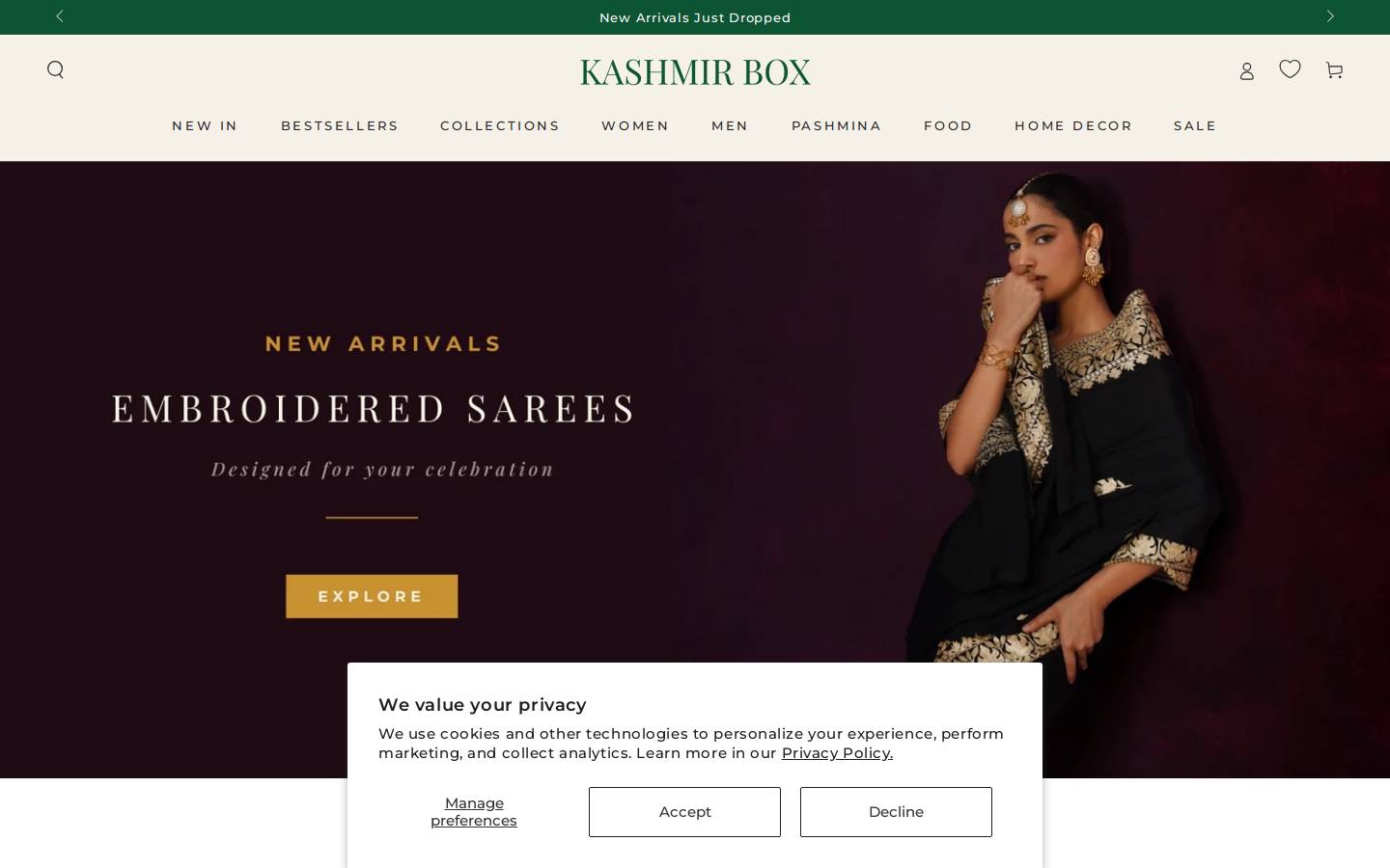 Kashmir Box homepage screenshot