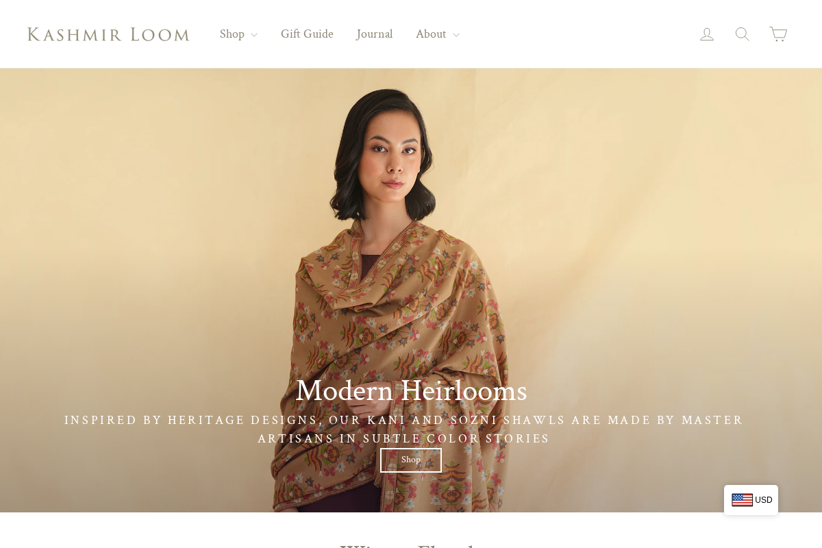 Kashmir Loom homepage screenshot