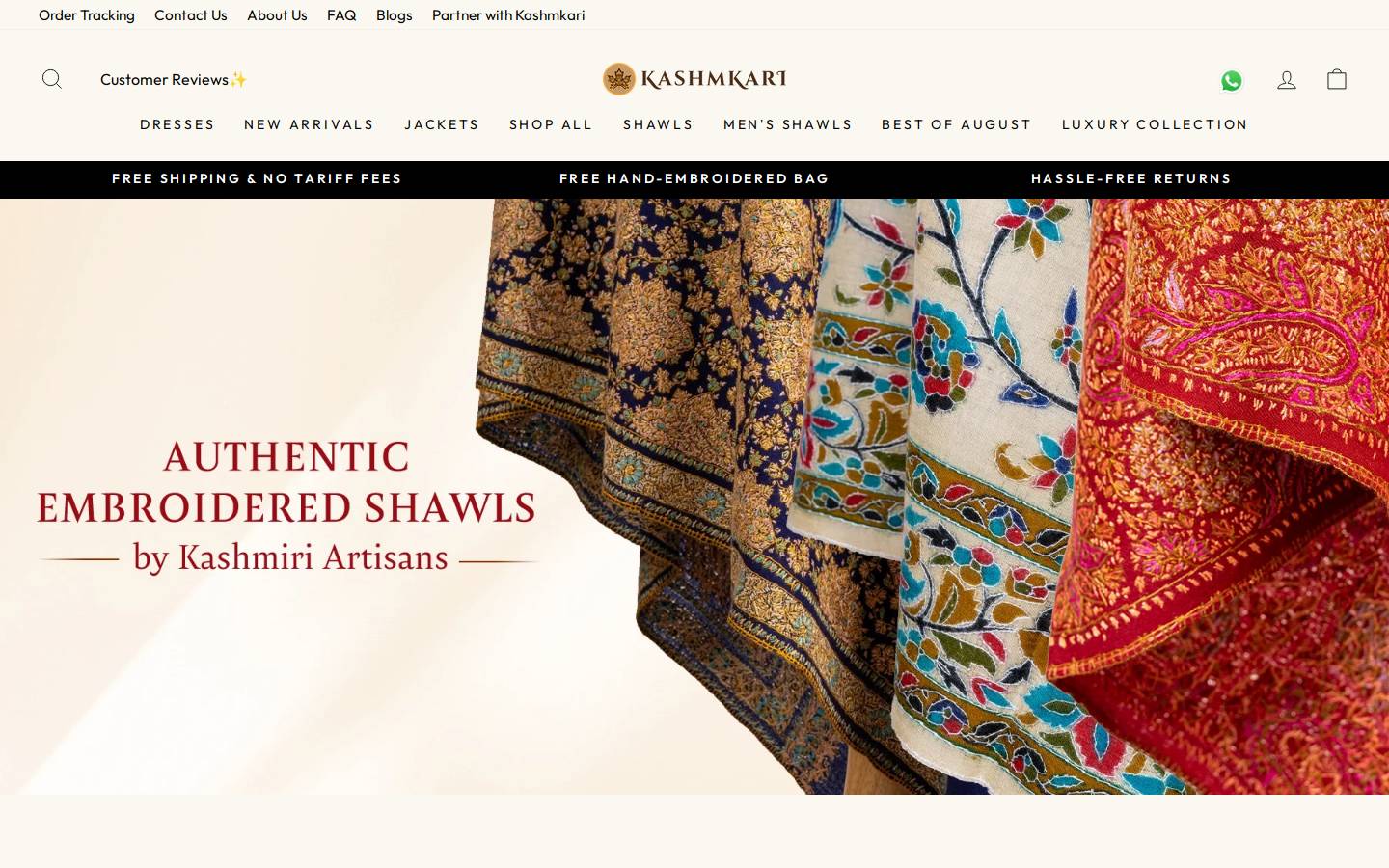 Kashmkari homepage screenshot
