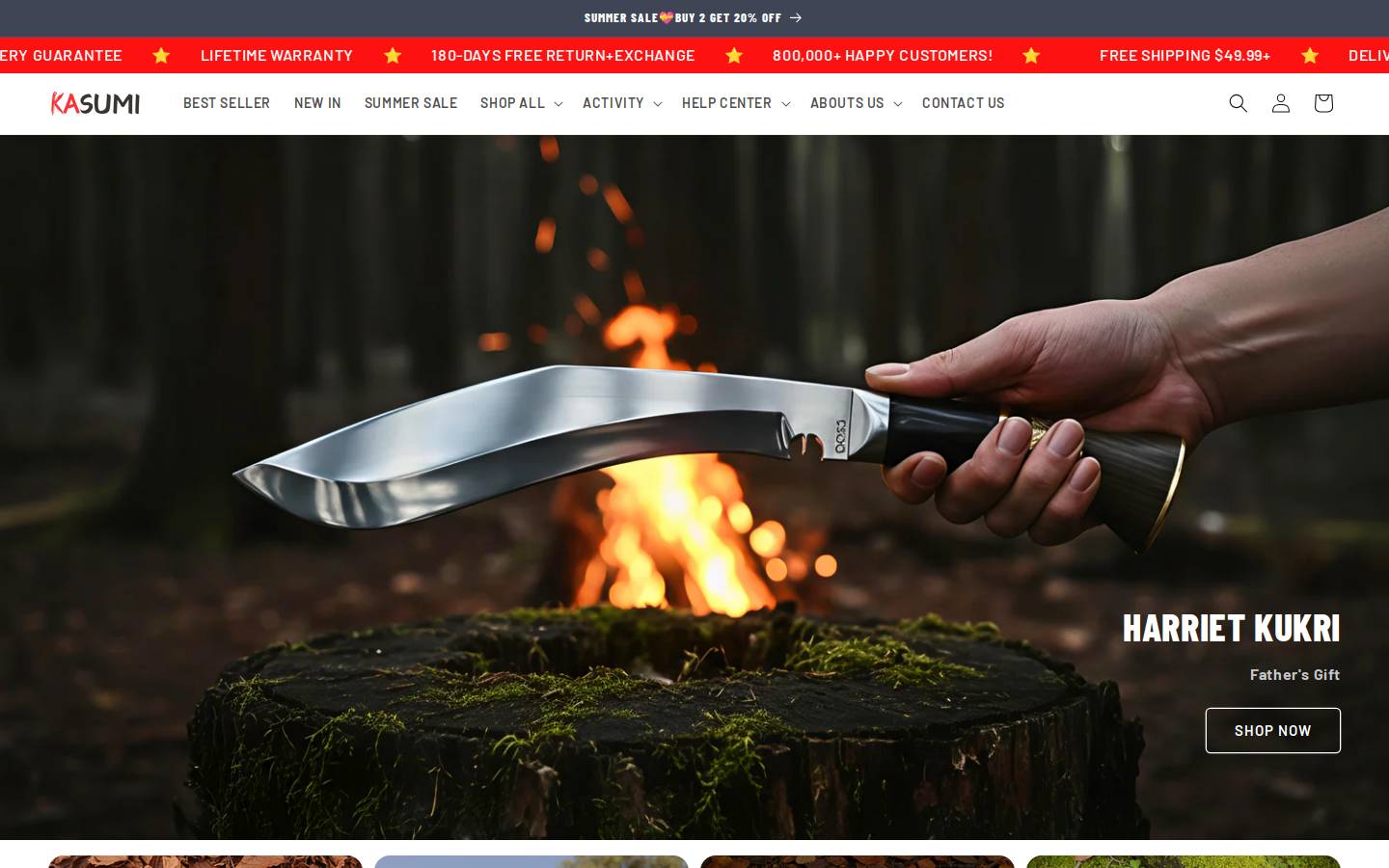 Kasumi Knives homepage screenshot