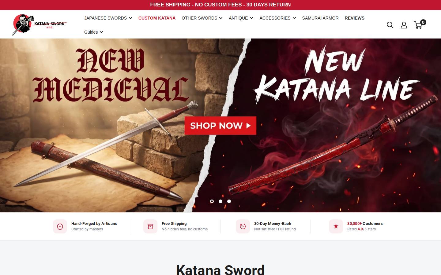katana-heaven.store homepage screenshot