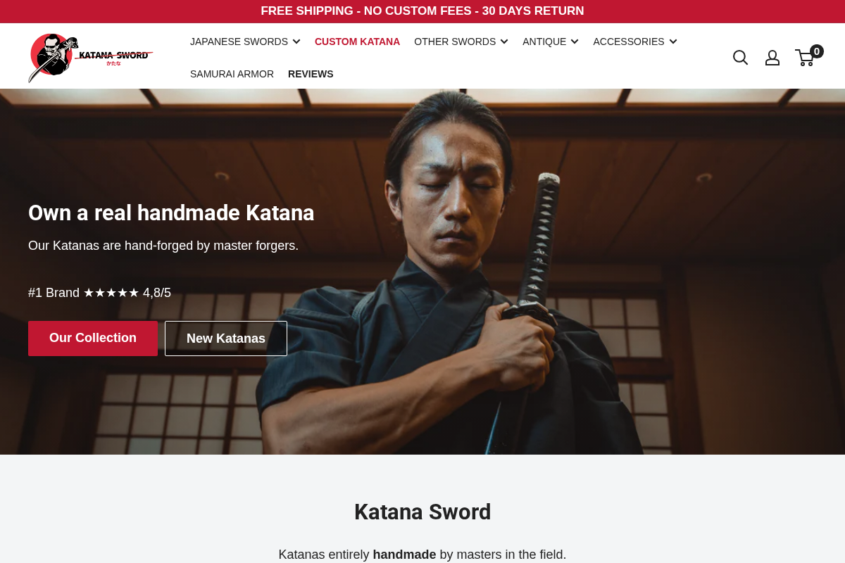 Katana Sword homepage screenshot