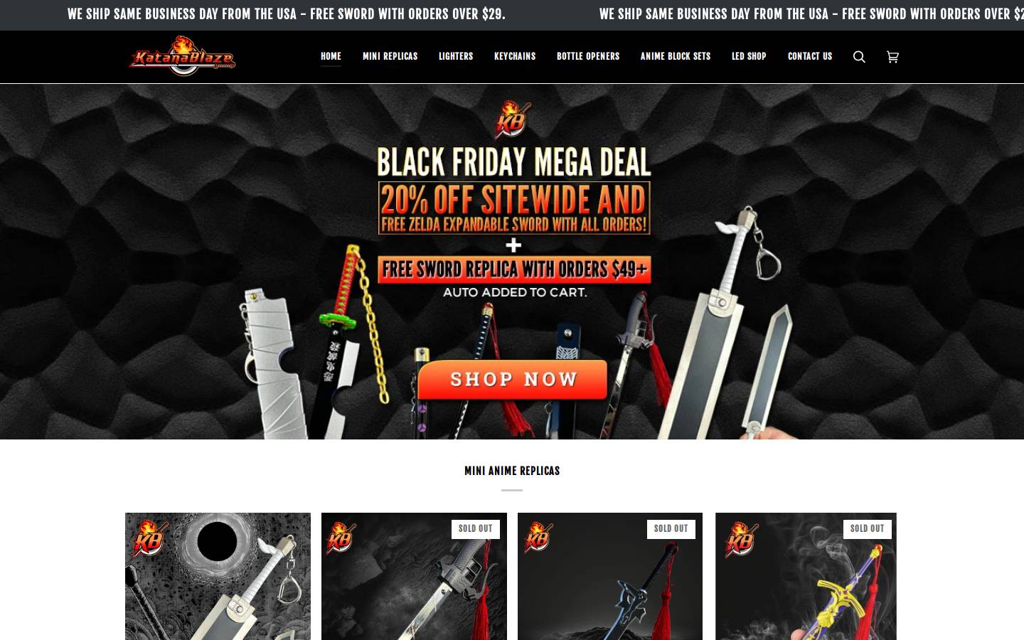 katanablaze.com homepage screenshot