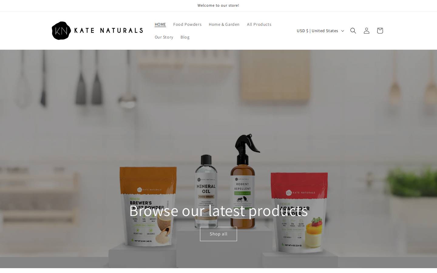 katenaturals.com homepage screenshot