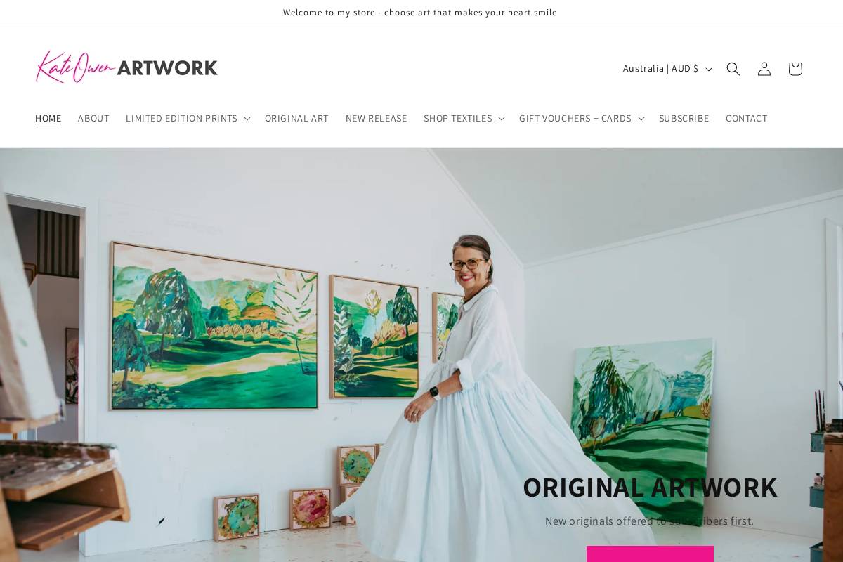 kateowenartwork.com.au homepage screenshot