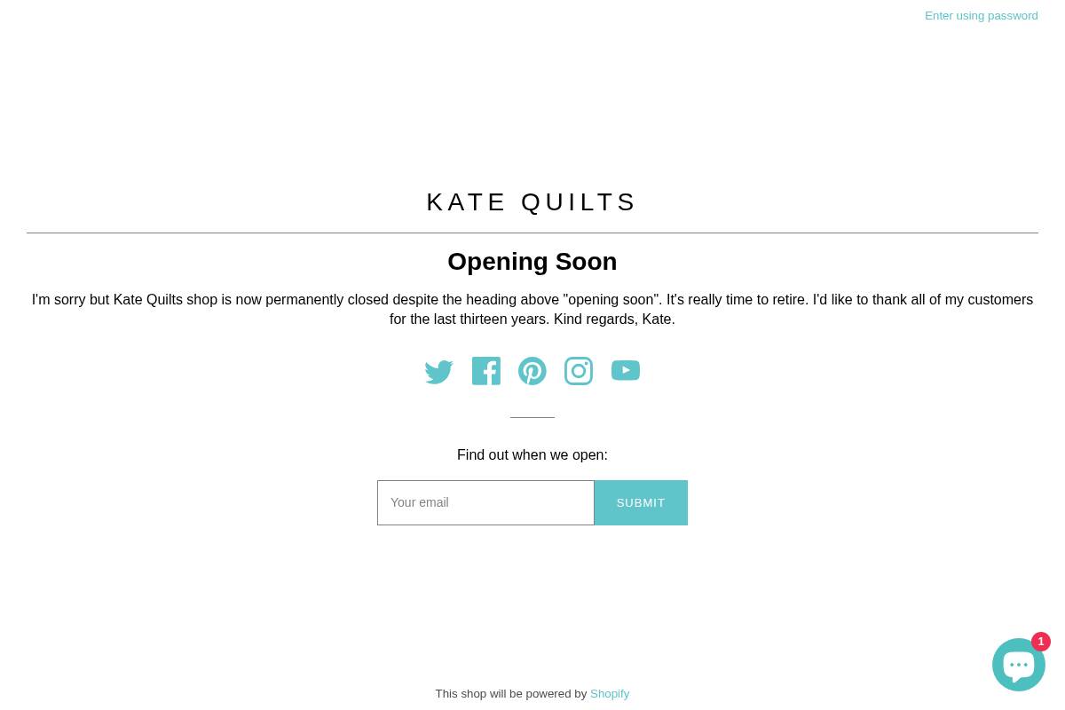 Kate Quilts homepage screenshot