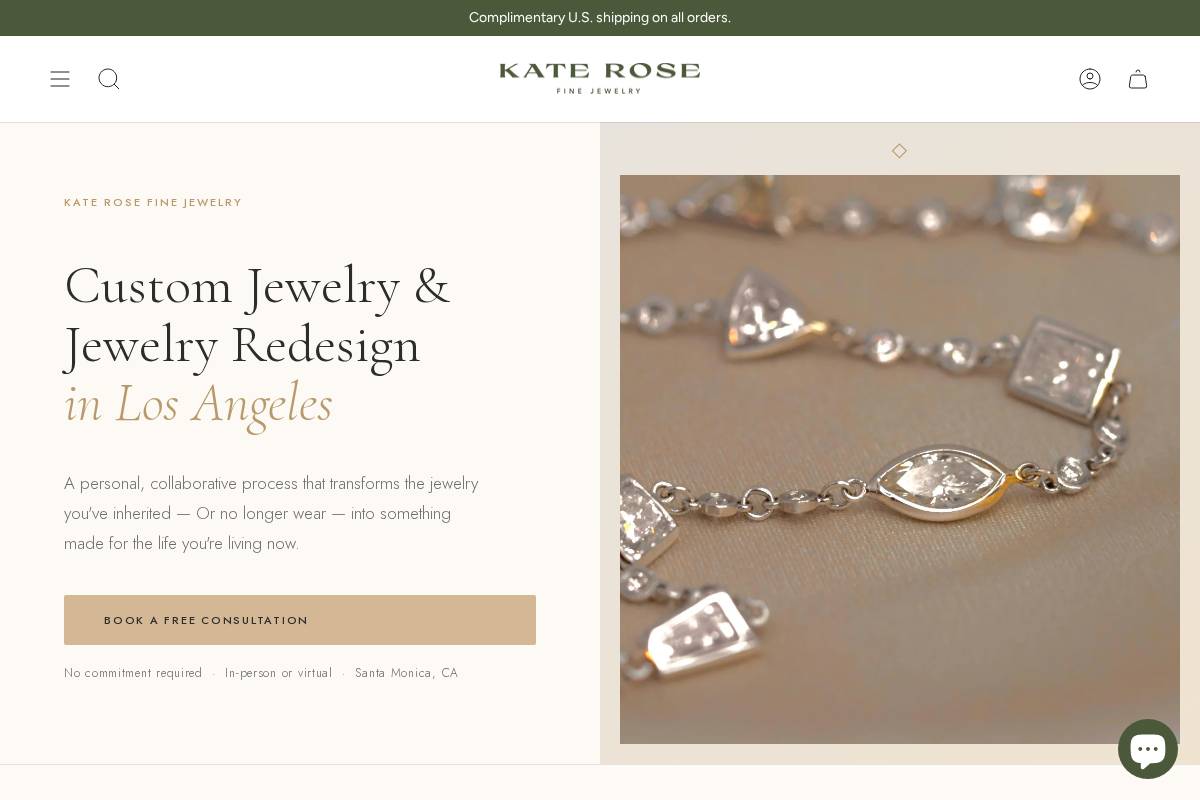 katerosefinejewelry.com homepage screenshot