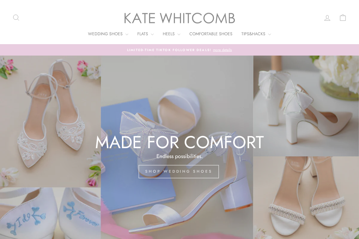 Kate Whitcomb Shoes homepage screenshot