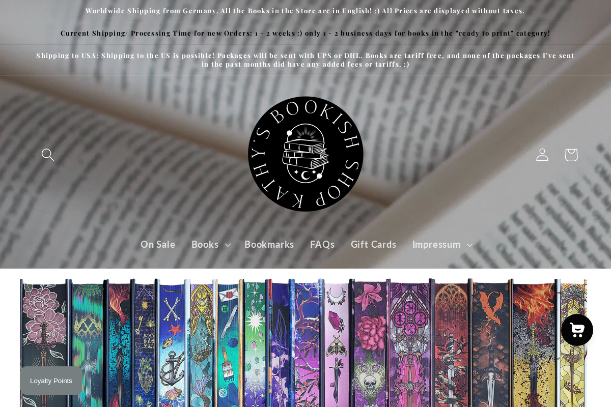 Kathy's Bookish Shop homepage screenshot