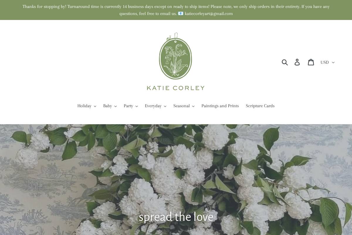 katiecorleyart.com homepage screenshot