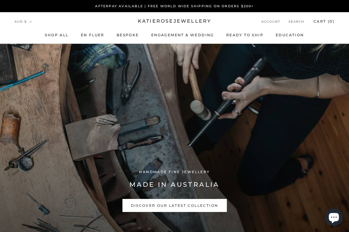 katierosejewellery.com homepage screenshot