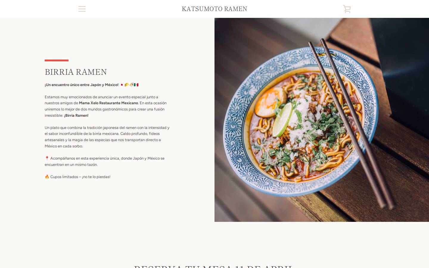katsumotoramen.com homepage screenshot