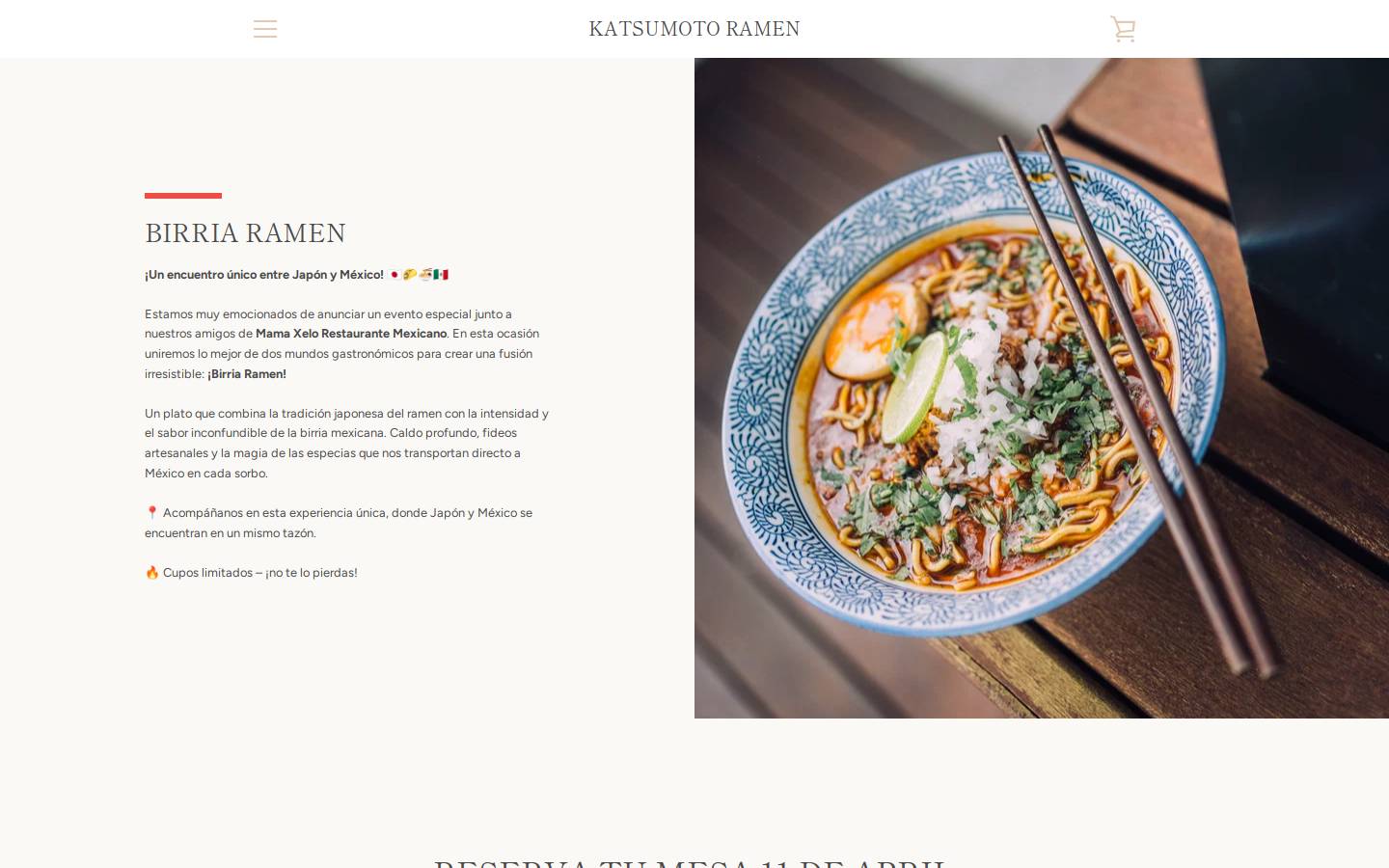 katsumotoramen.es homepage screenshot
