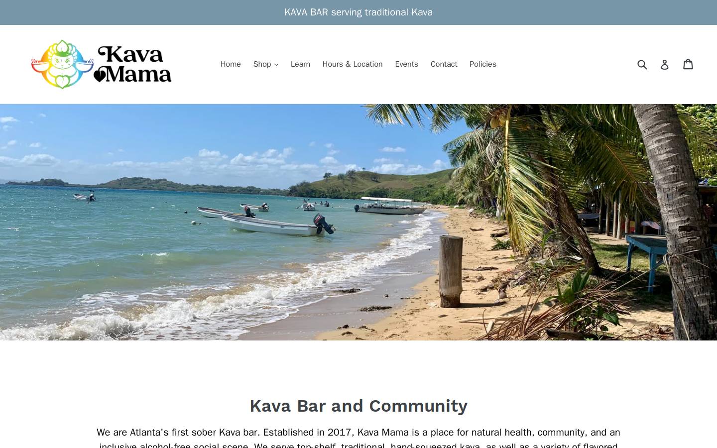 kavamamastore.com homepage screenshot
