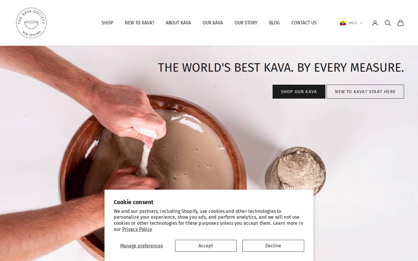 kavasociety.com homepage screenshot