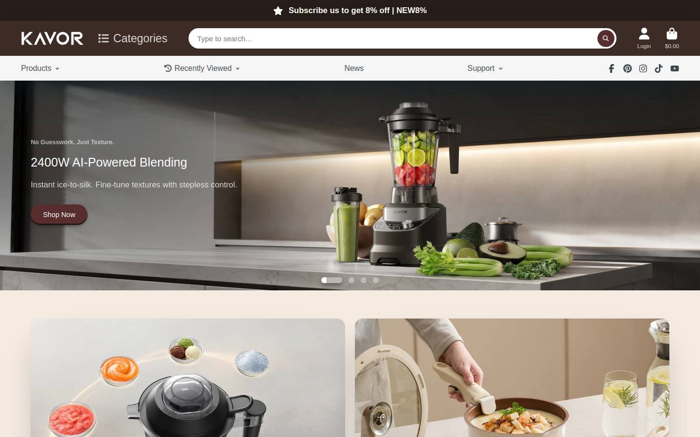 kavorhome.com homepage screenshot