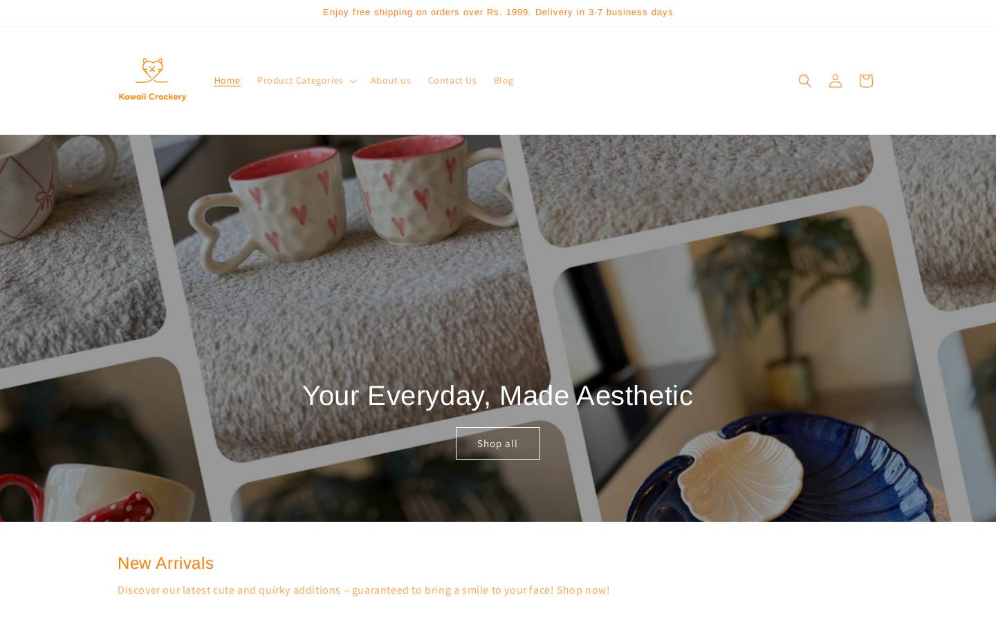 kawaiicrockery.com homepage screenshot