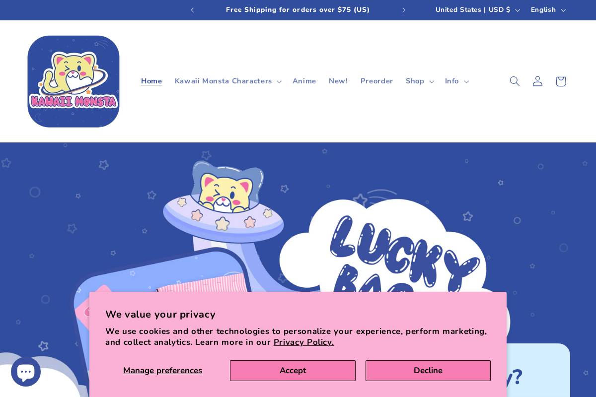 kawaiimonsta.com homepage screenshot