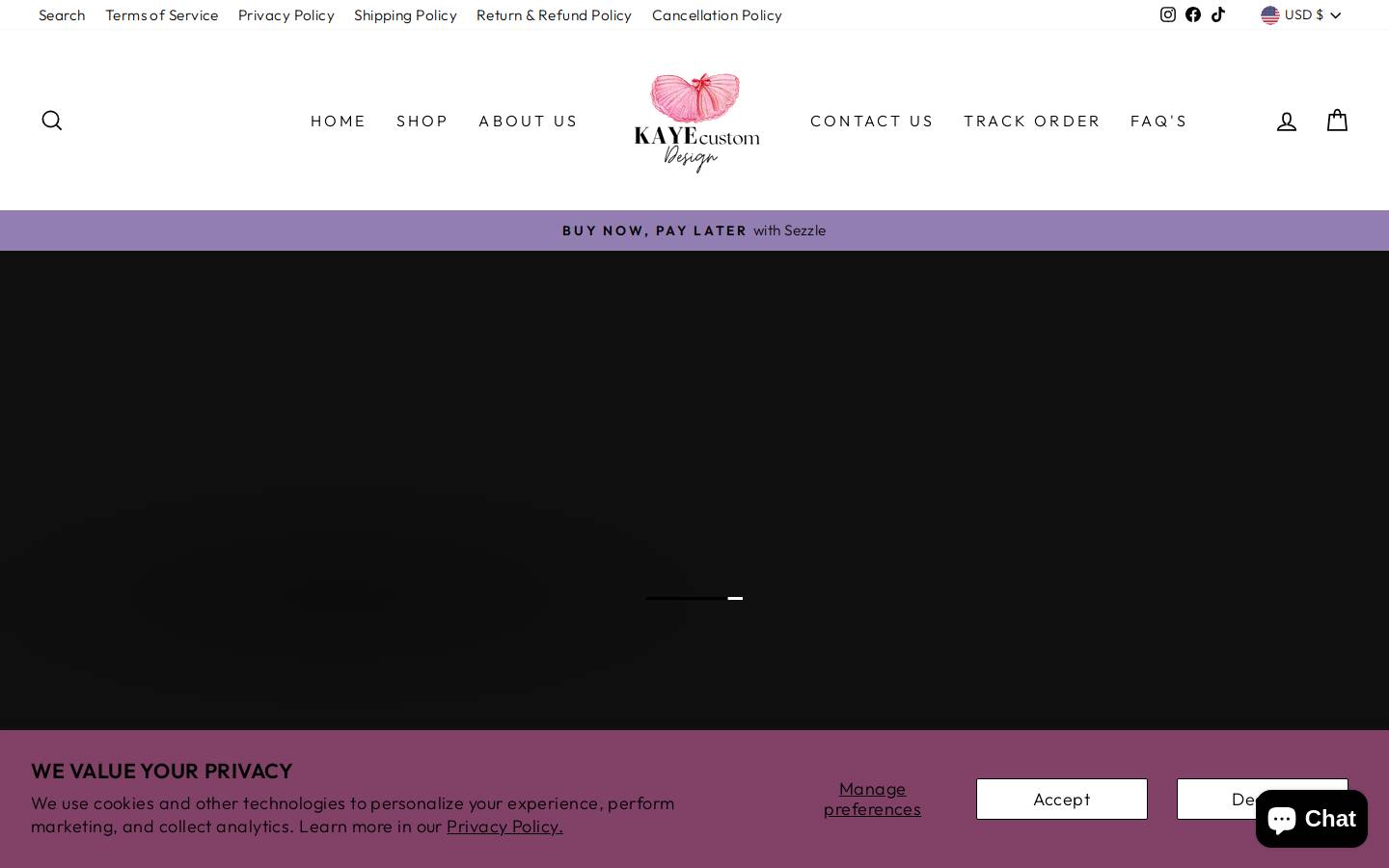 kayecustomdesign.com homepage screenshot