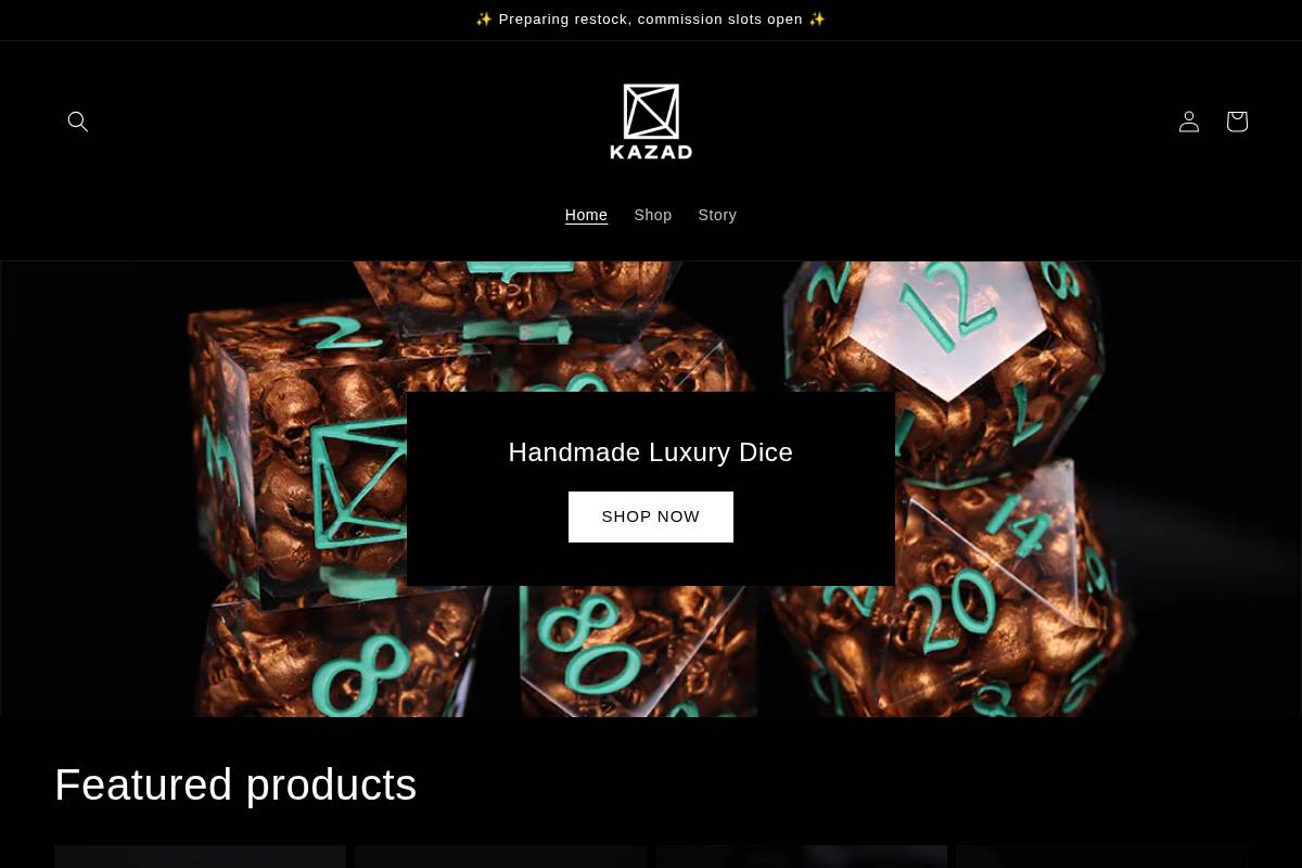 kazad.store homepage screenshot