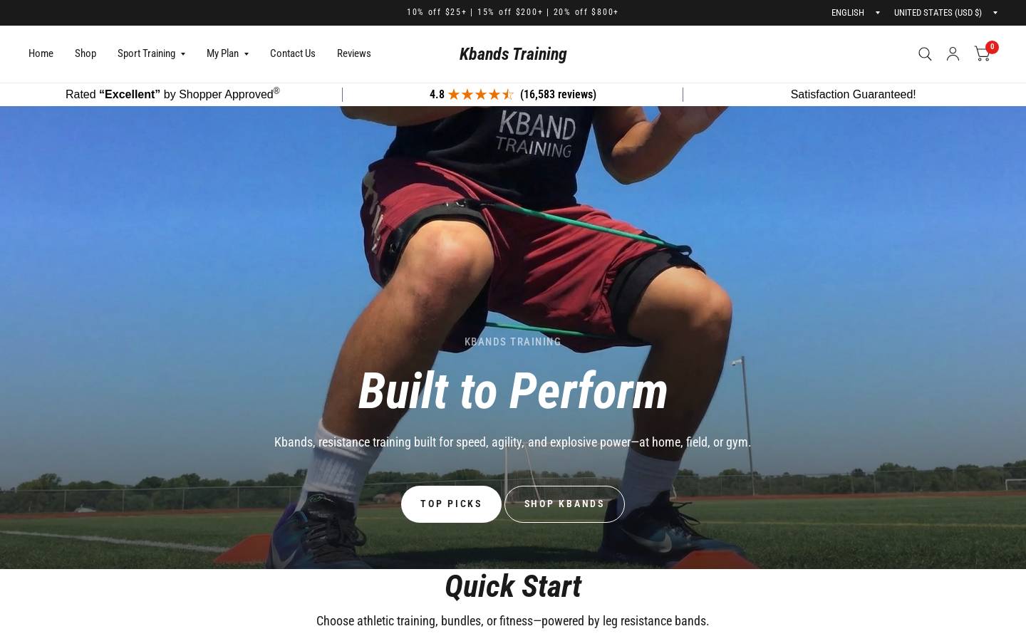 Kbands Training homepage screenshot