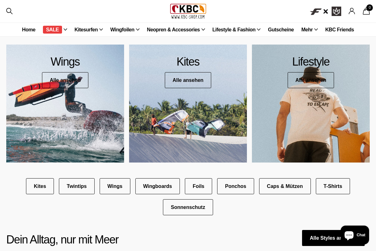 KBC Shop homepage screenshot