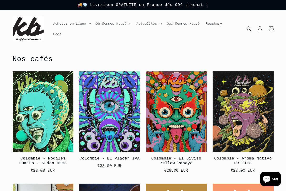 kbcoffeeroasters.com homepage screenshot