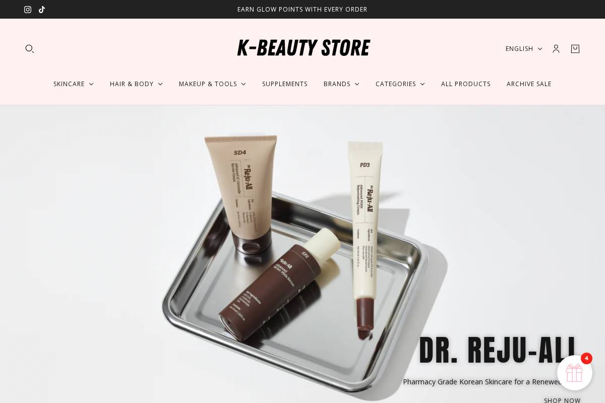 K-Beauty Store homepage screenshot