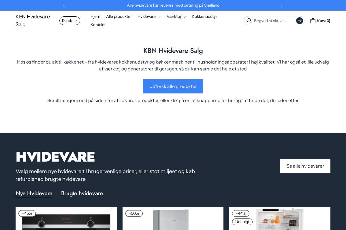 KBN Hvidevare Salg homepage screenshot