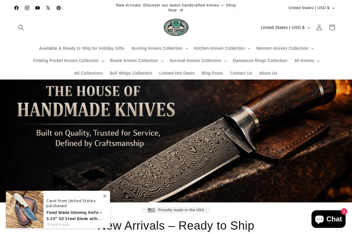 kbsknivesstore.com homepage screenshot