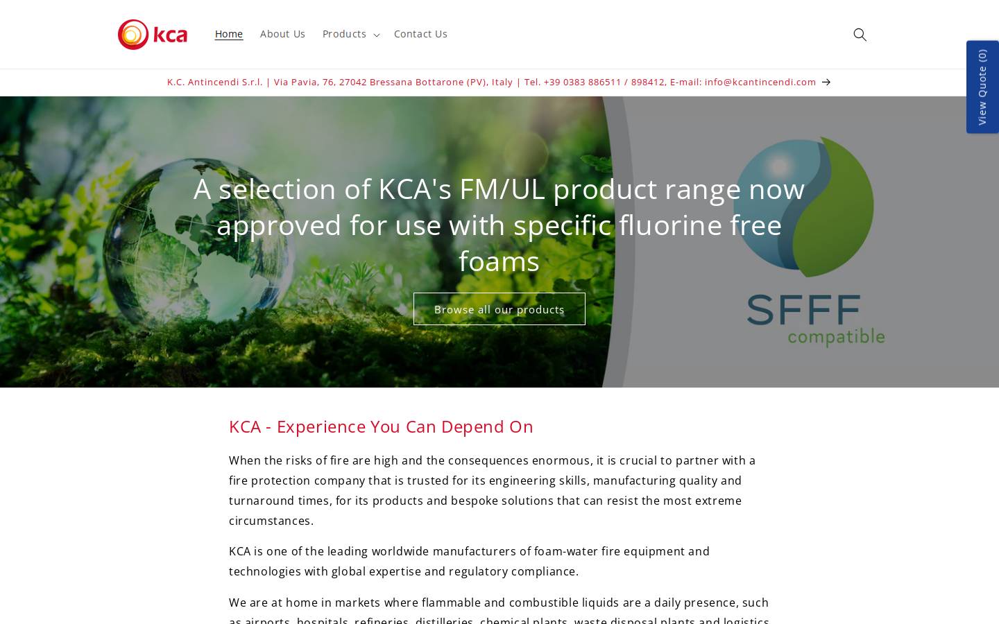 kcantincendi.it homepage screenshot