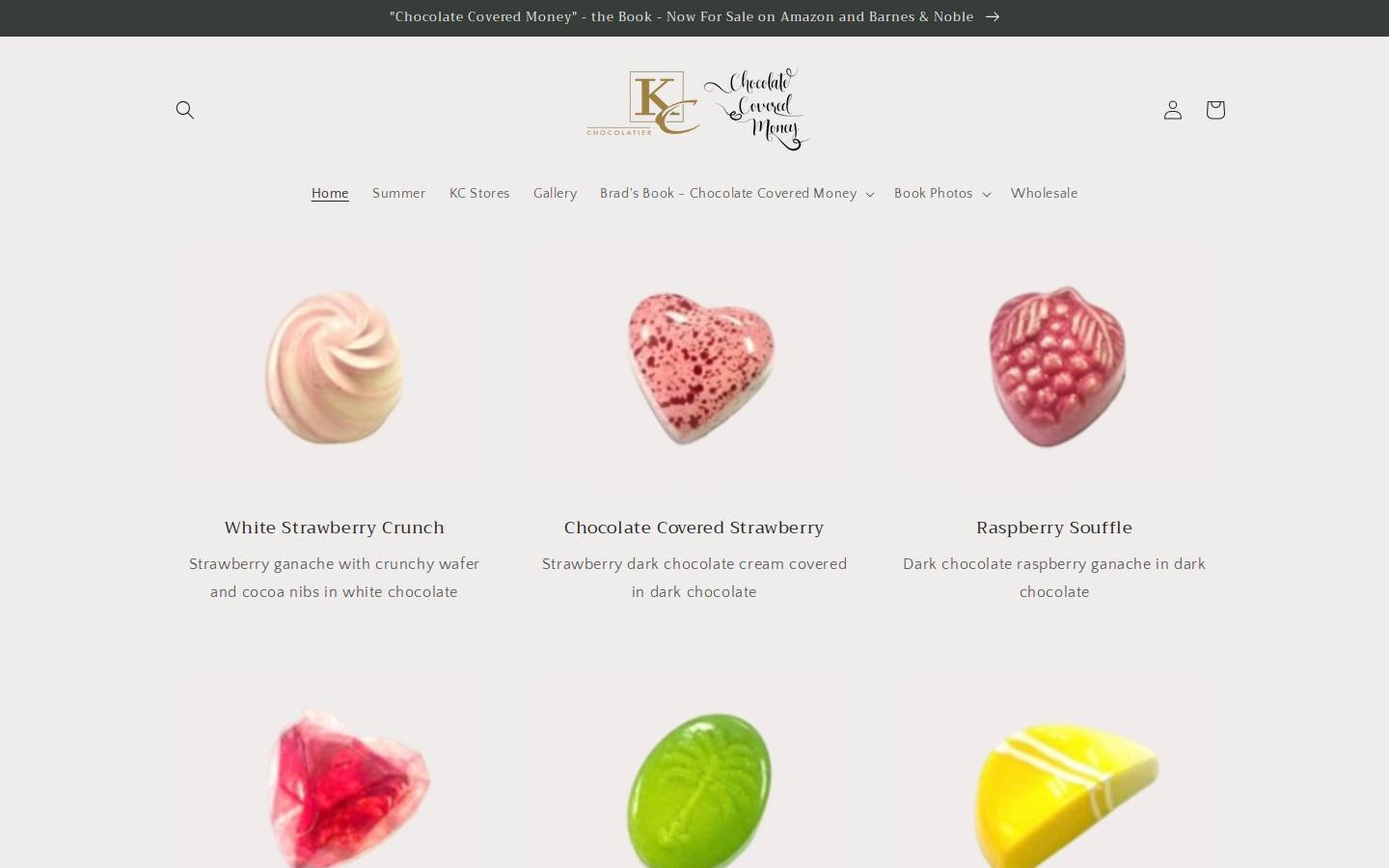 kcchocolatier.com homepage screenshot