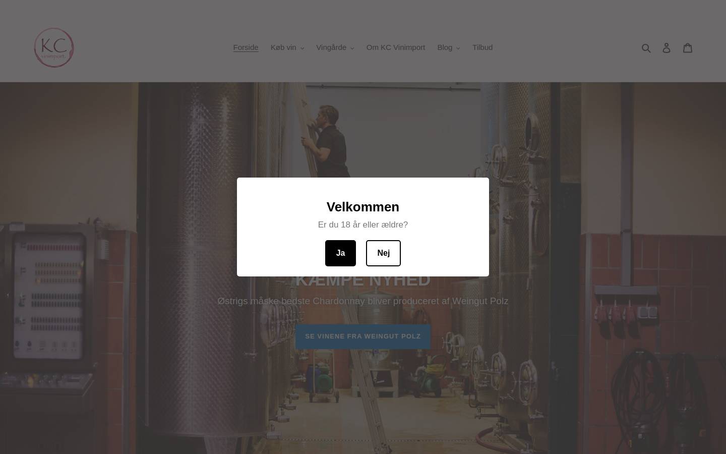 KC Vinimport ApS homepage screenshot