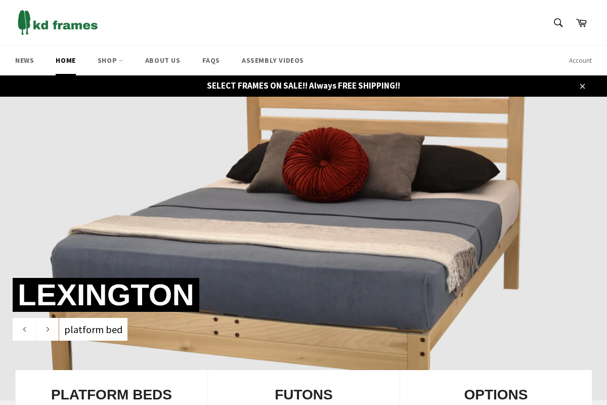 KD Frames homepage screenshot