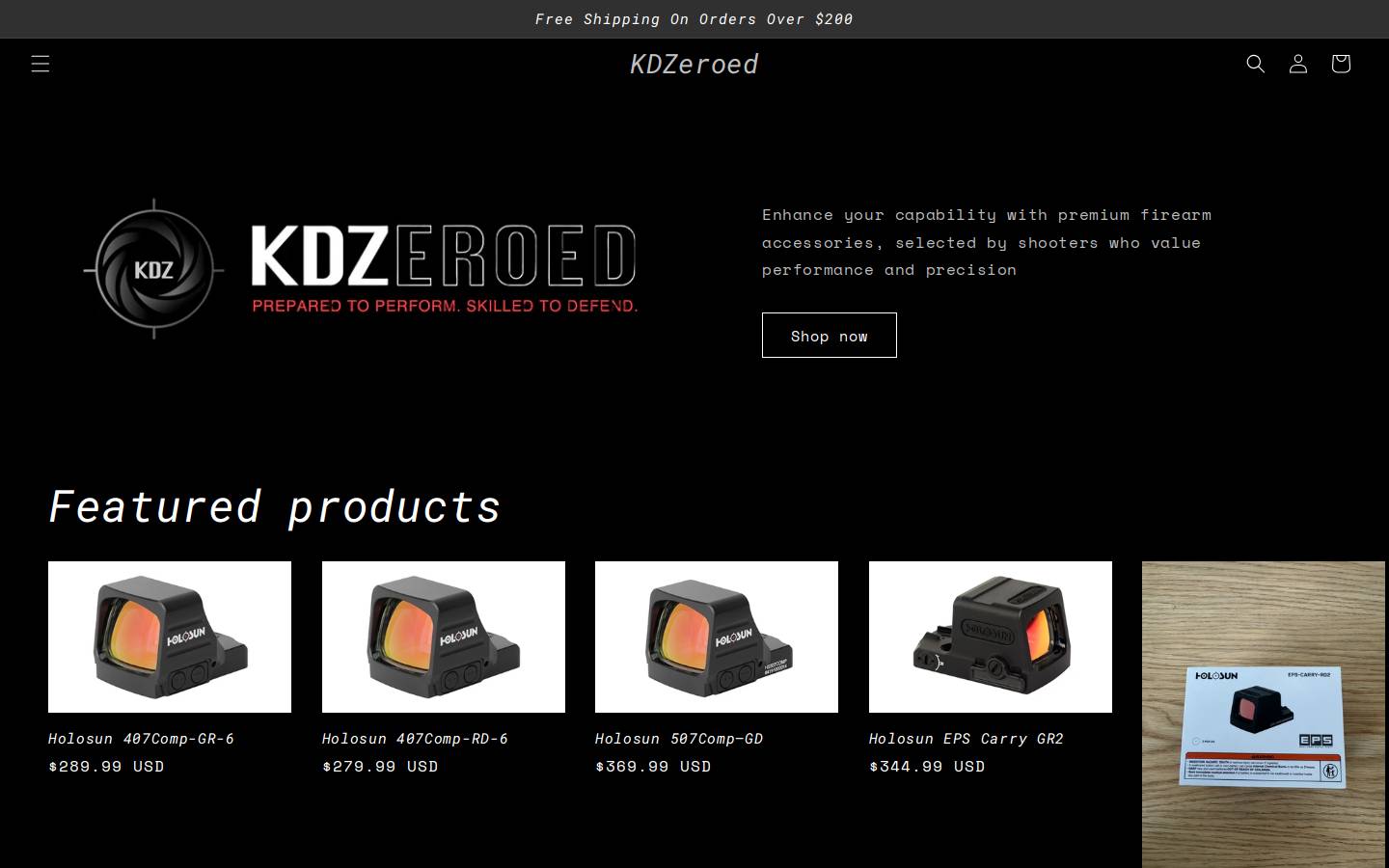 kdzeroed.com homepage screenshot