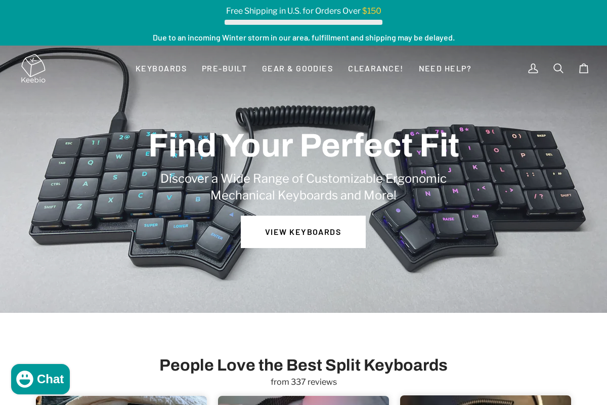 Keebio homepage screenshot