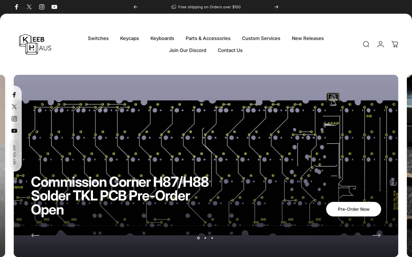 keebhaus.com homepage screenshot