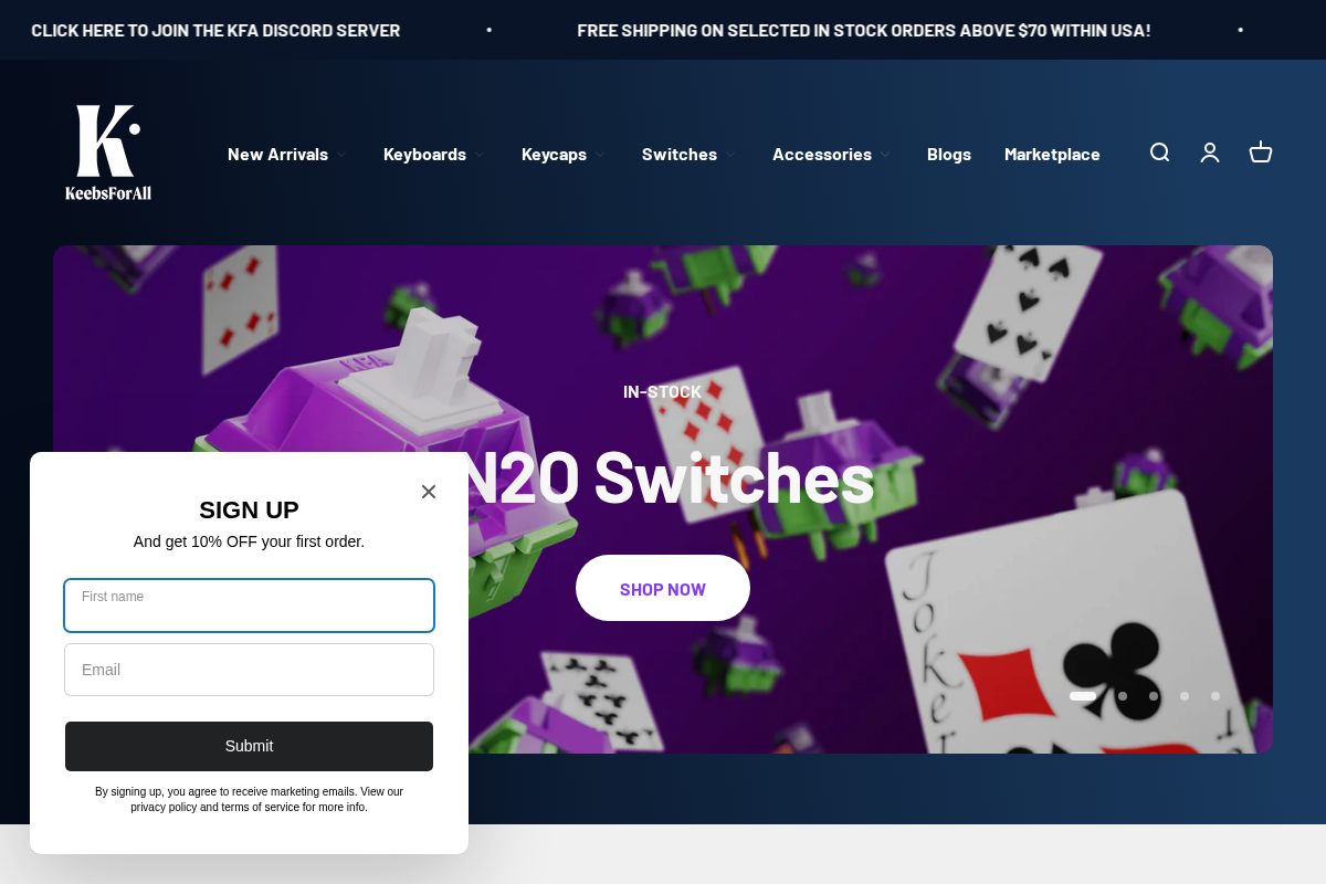 KeebsForAll homepage screenshot