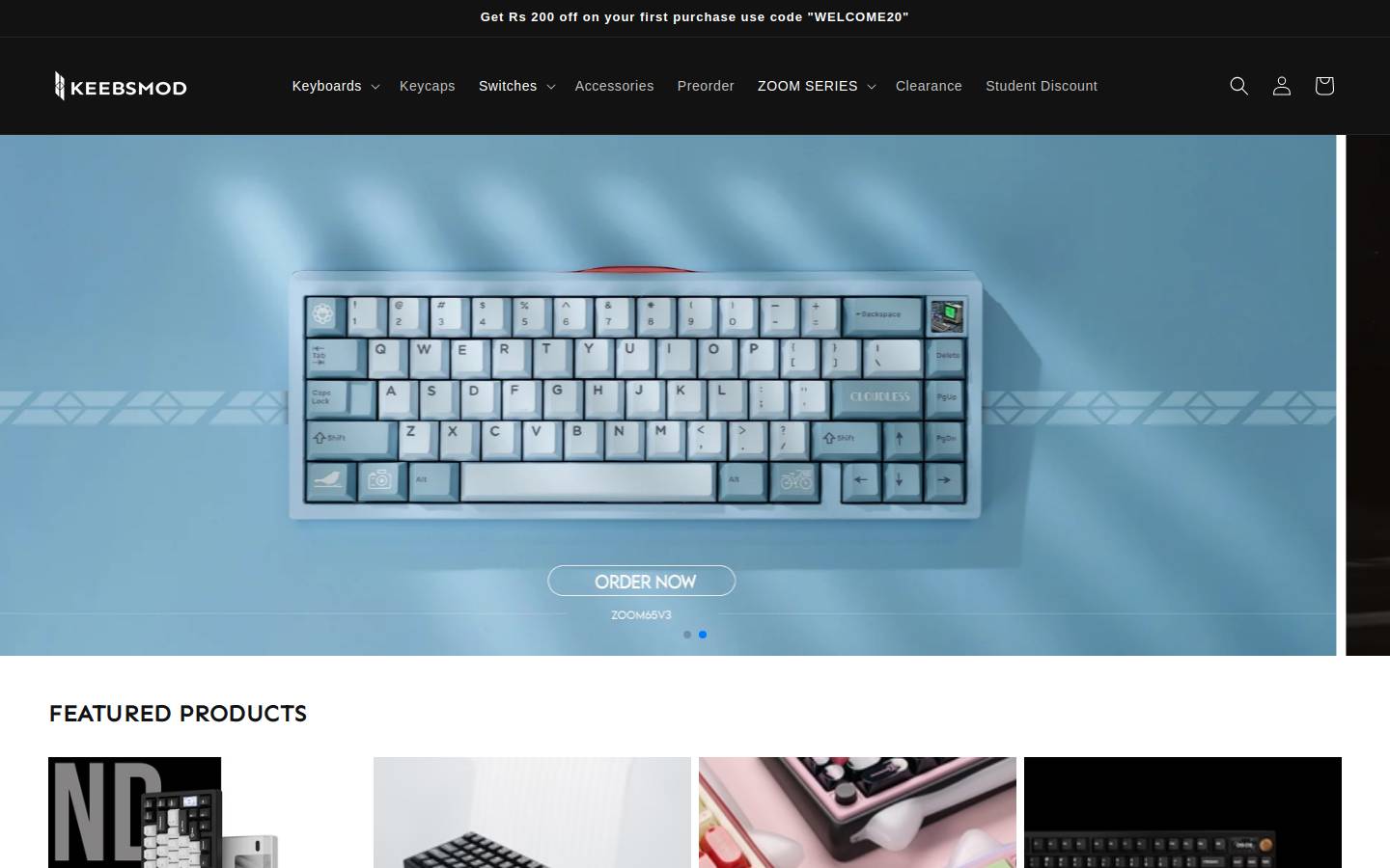 keebsmod.com homepage screenshot