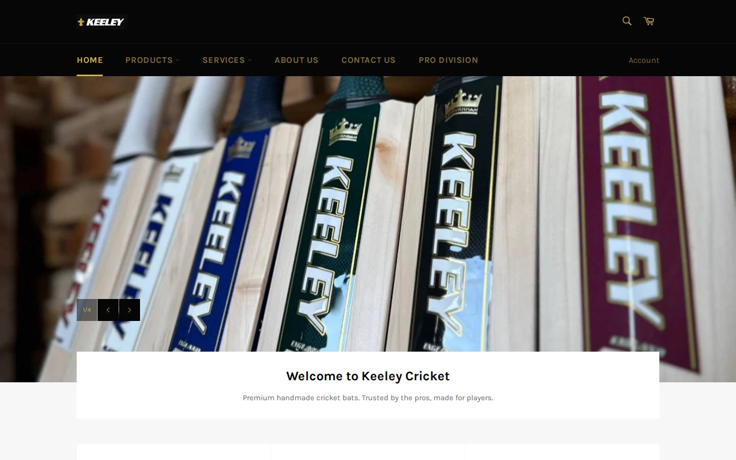 keeleycricket.com homepage screenshot