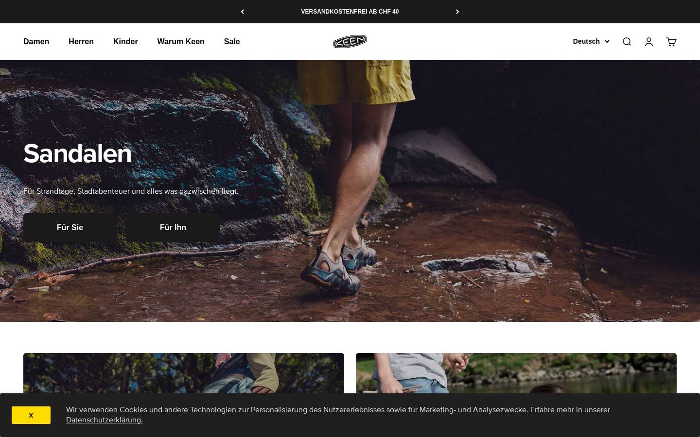 KEEN  homepage screenshot