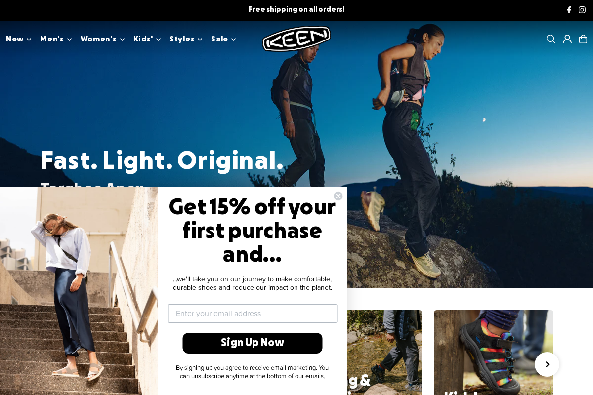 KEEN Footwear New Zealand homepage screenshot