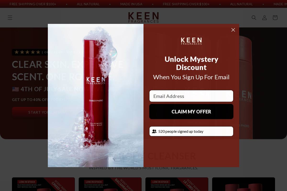 keenfragrances.com homepage screenshot
