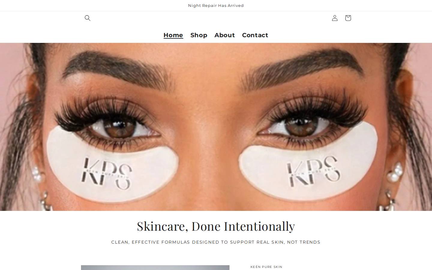 keenpureskin.com homepage screenshot