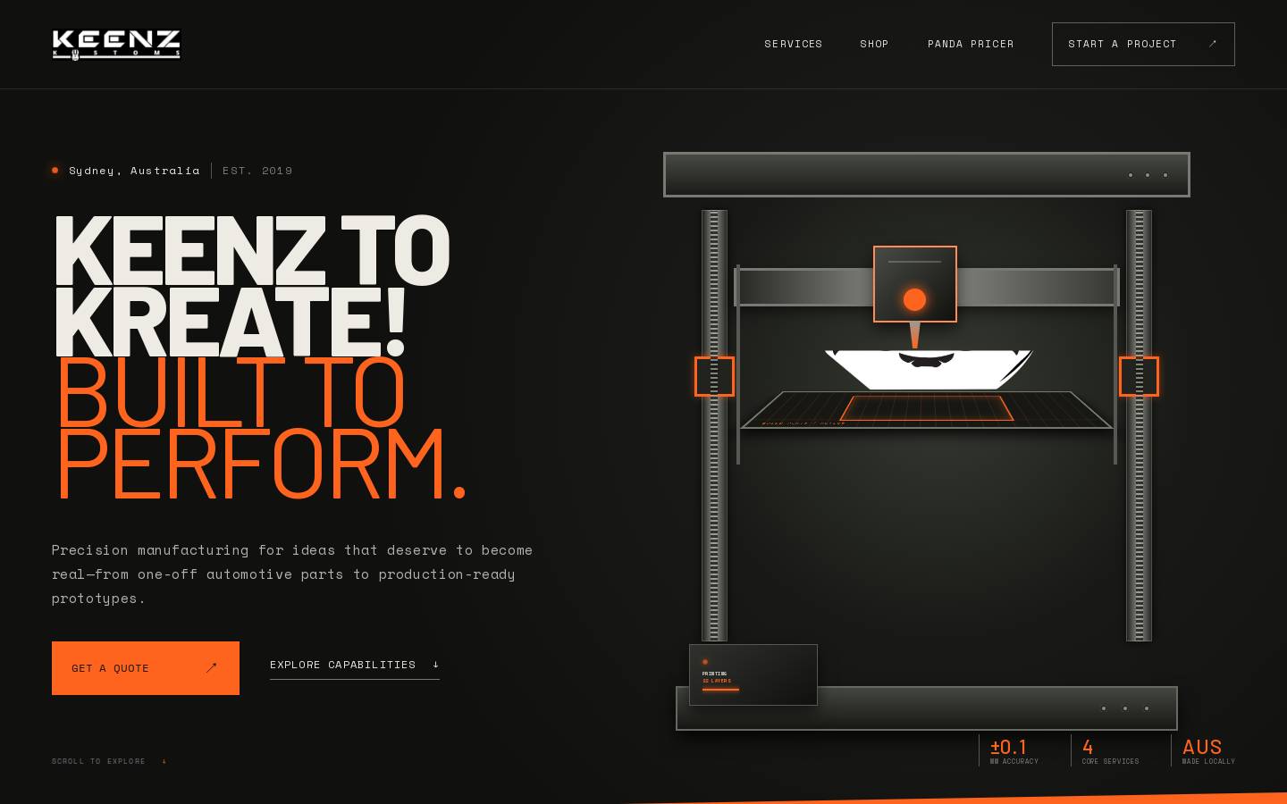 keenzkustoms.com homepage screenshot