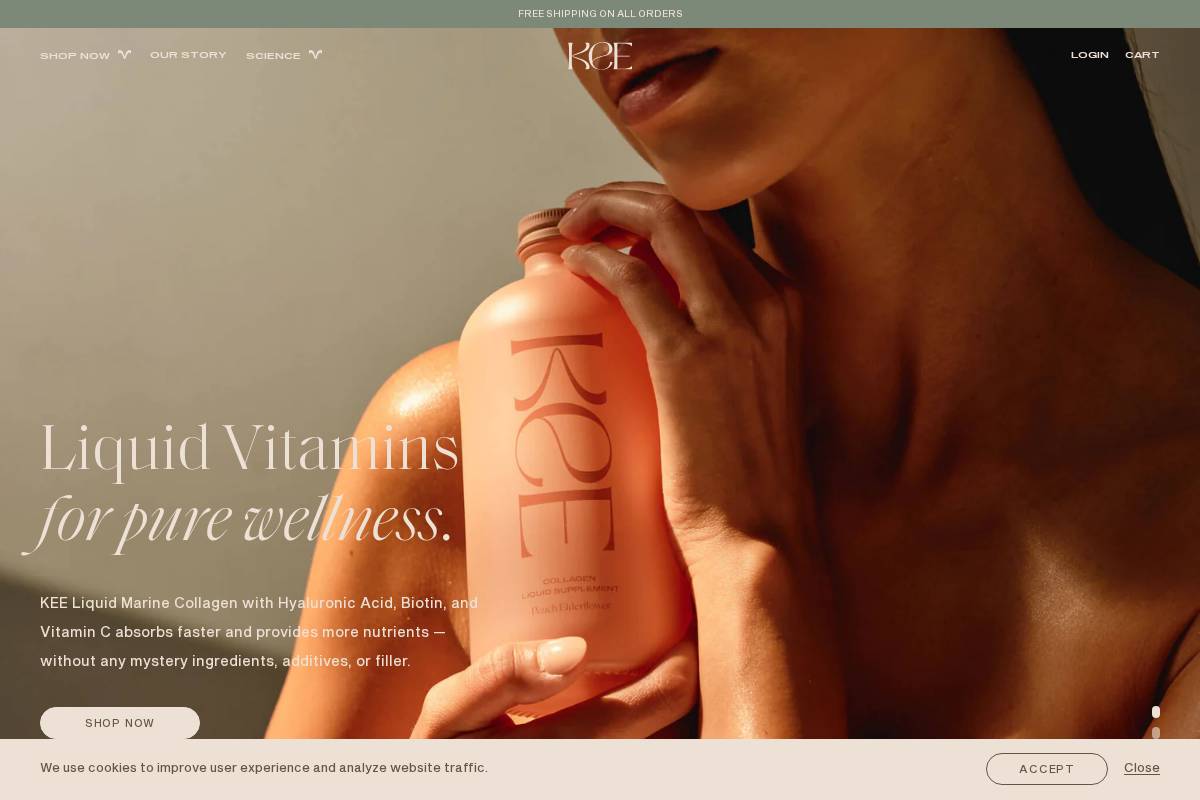 keeorganics.com homepage screenshot