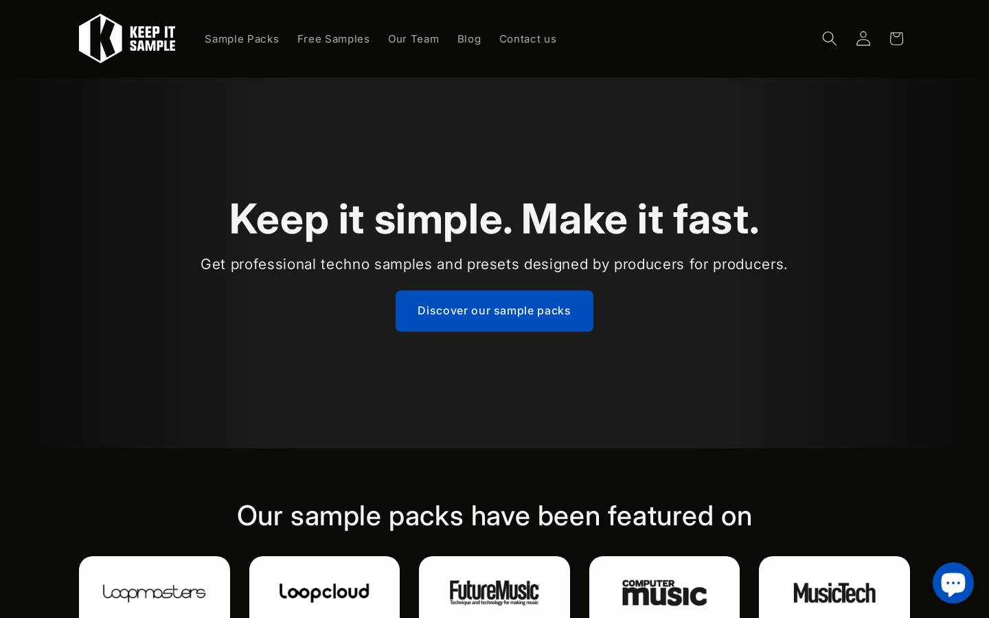 Keep It Sample homepage screenshot