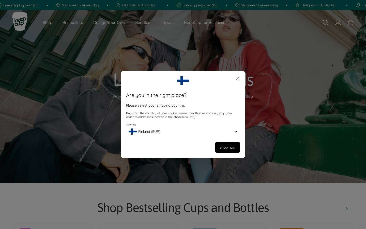 KeepCup homepage screenshot