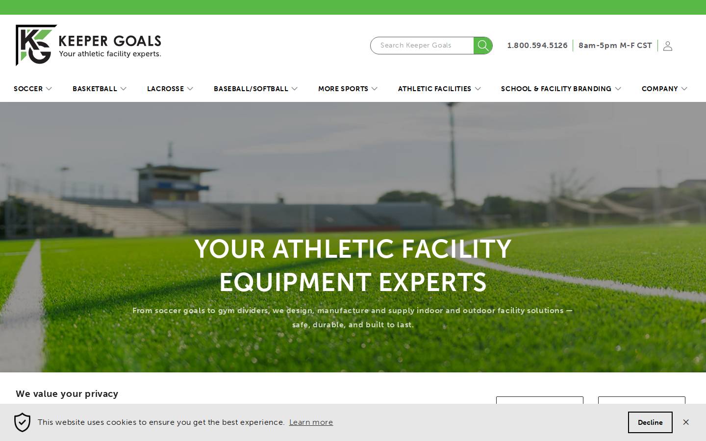 Keeper Goals homepage screenshot